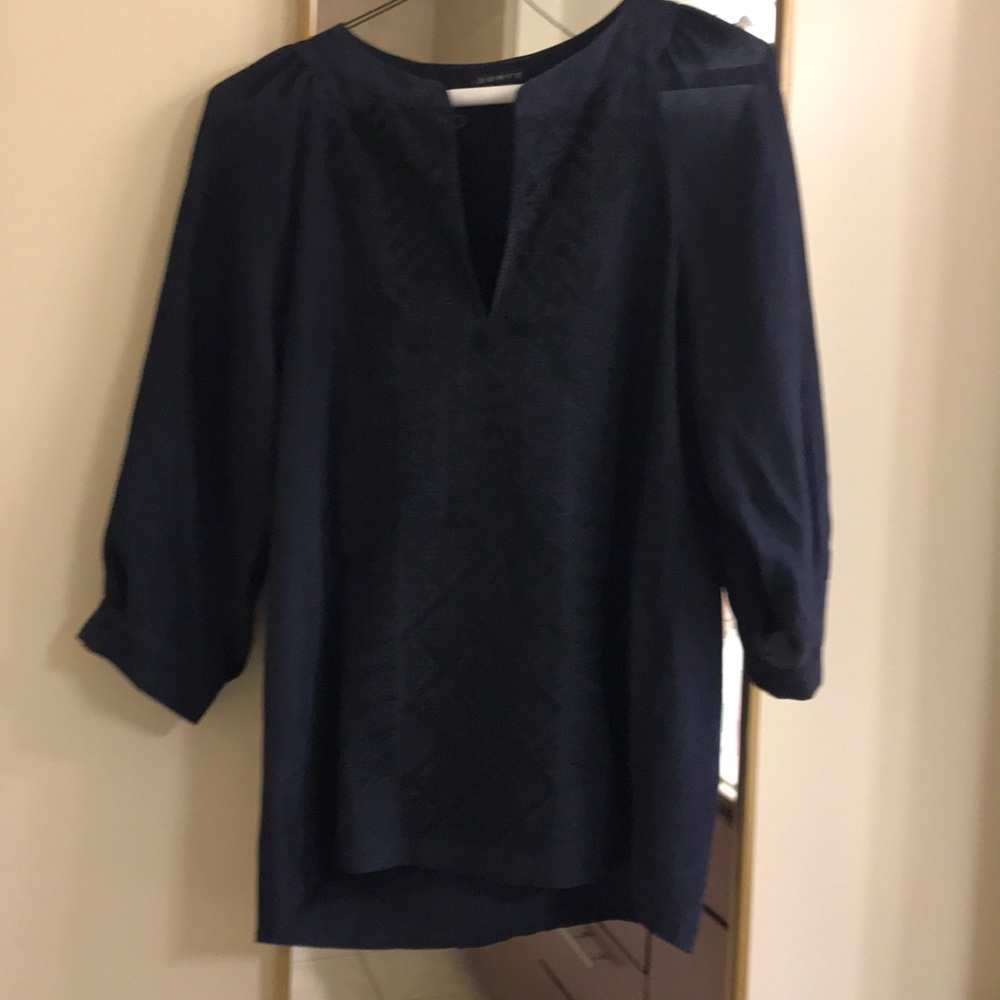 Theory Embroidered Navy Tunic Size P